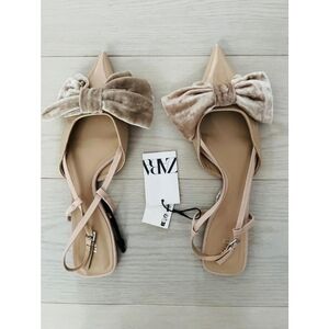 Zara Women's Tan Bow Flats